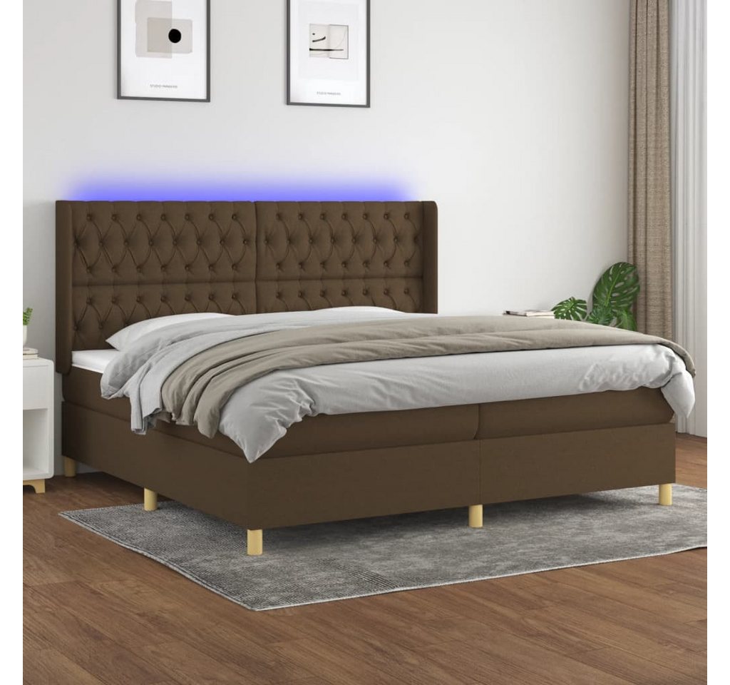 vidaXL Boxspringbett Boxspringbett mit Matratze LED Dunkelbraun 200x200 cm günstig online kaufen