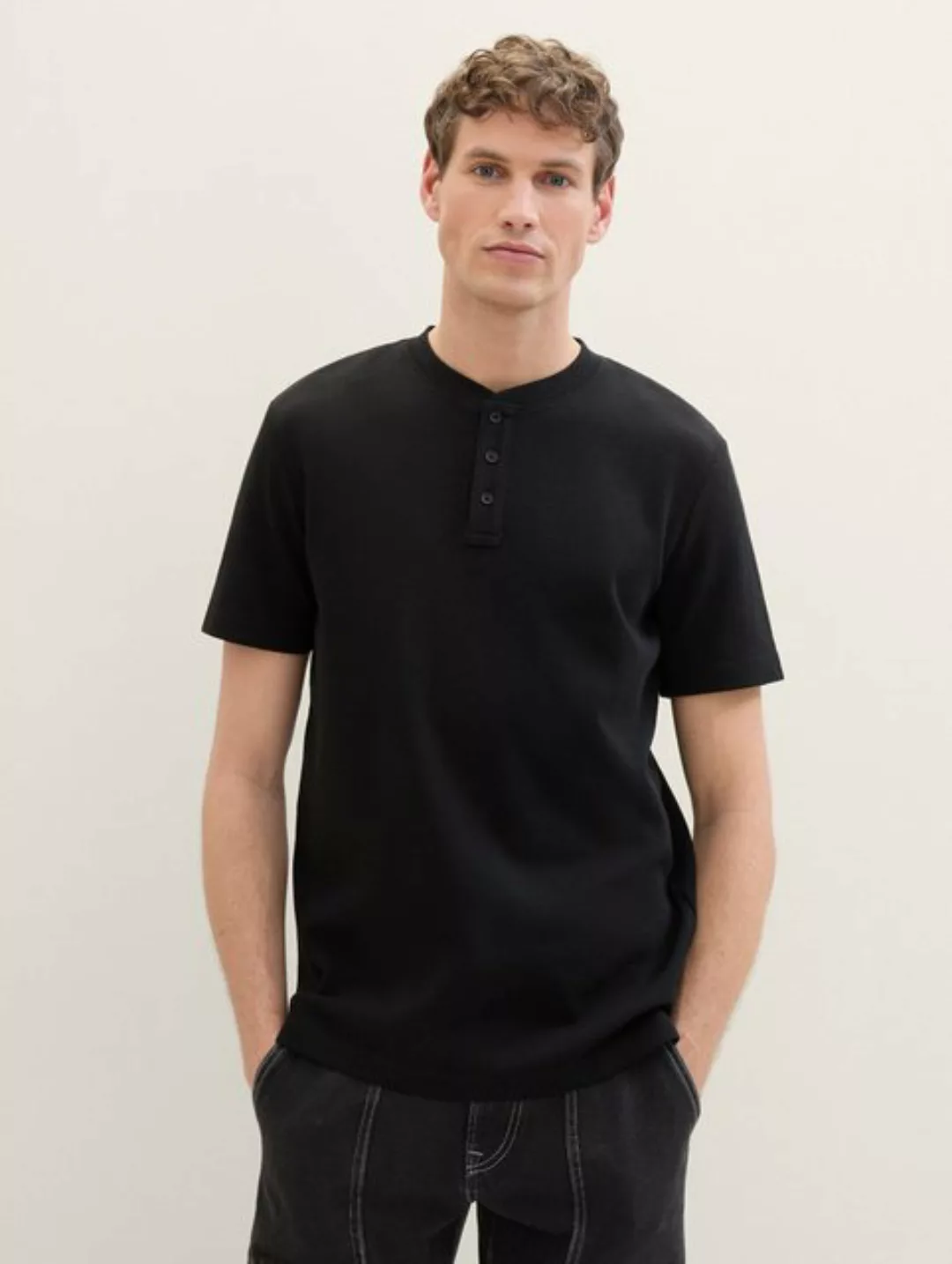 TOM TAILOR Denim T-Shirt Henley T-Shirt mit Struktur günstig online kaufen