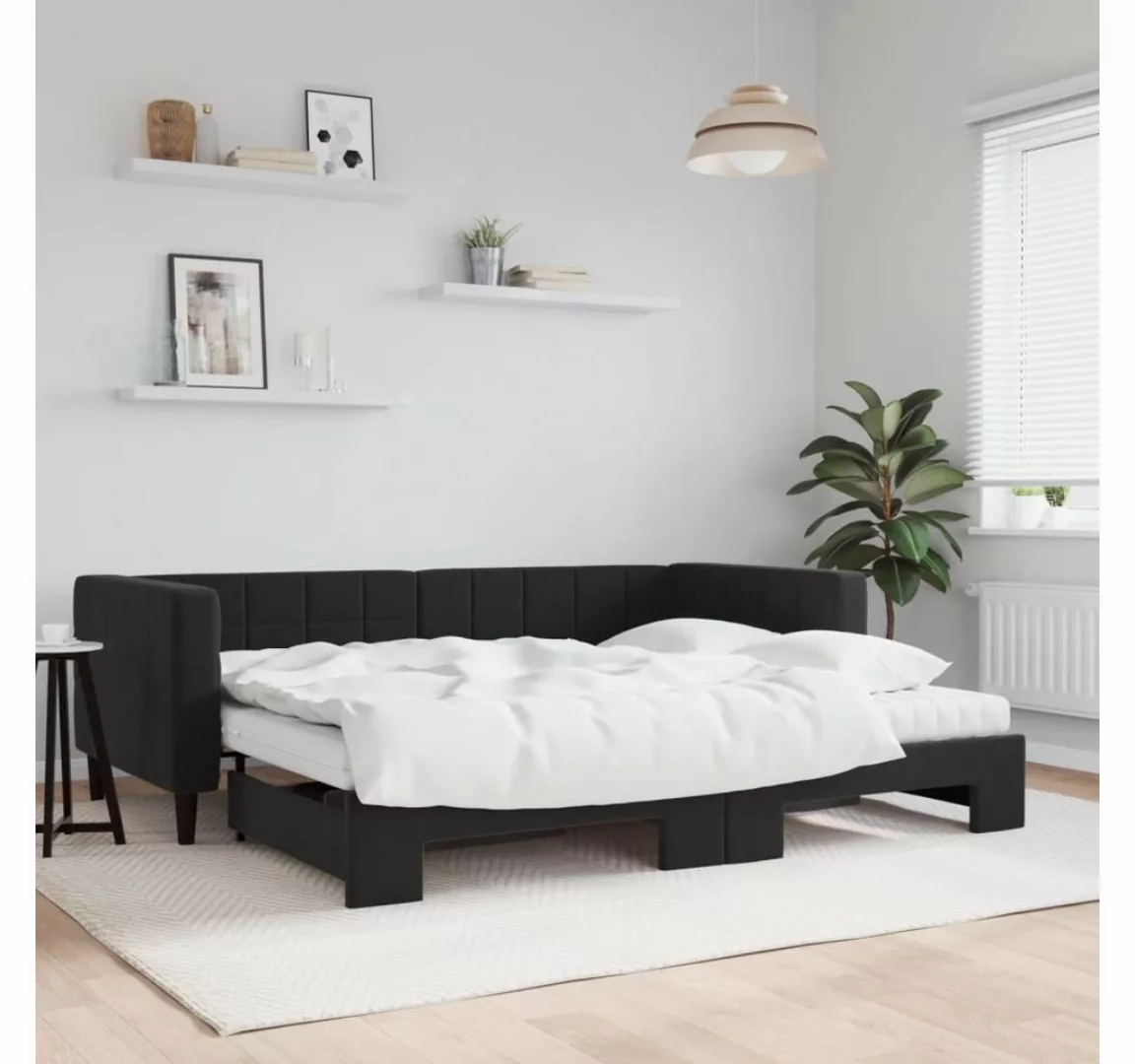 vidaXL Gästebett Gästebett Tagesbett Ausziehbar mit Matratzen Schwarz 90x19 günstig online kaufen