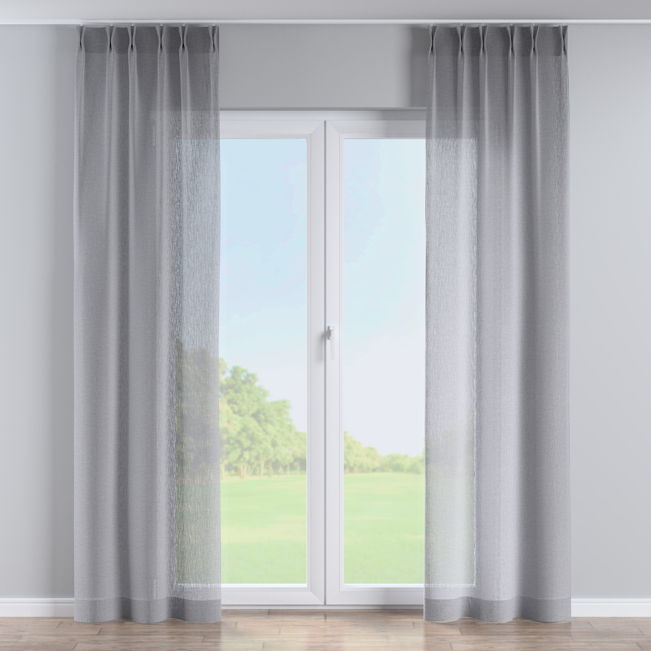 Vorhang mit flämischen 2-er Falten, grau, Delicate Premium (144-52) günstig online kaufen
