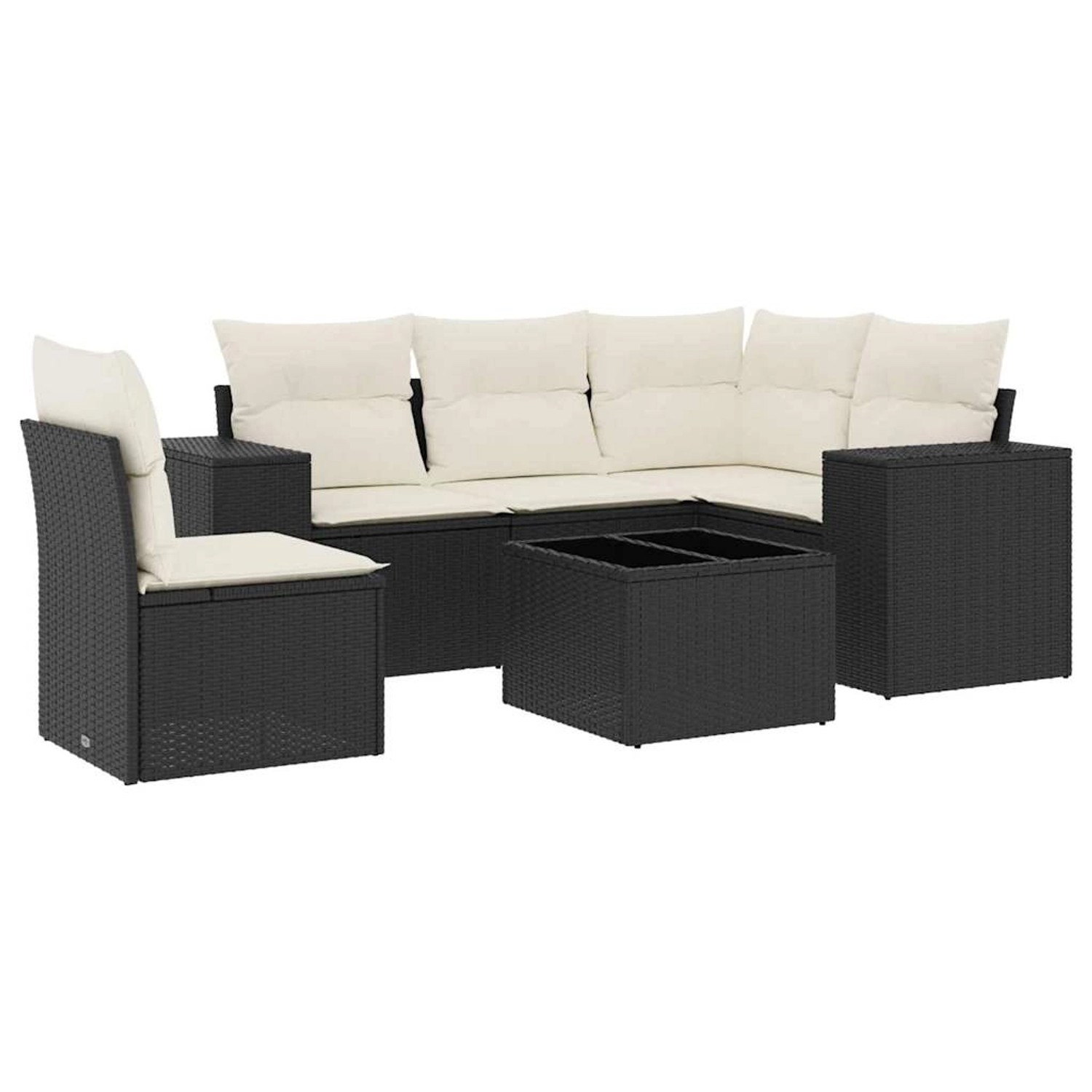 vidaXL 6-tlg Garten-Sofagarnitur mit Kissen Schwarz Poly Rattan Modell 244 günstig online kaufen