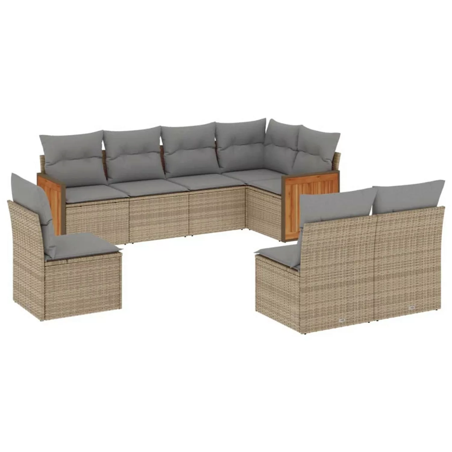 vidaXL 8-tlg Garten-Sofagarnitur mit Kissen Beige Poly Rattan Modell 229 günstig online kaufen