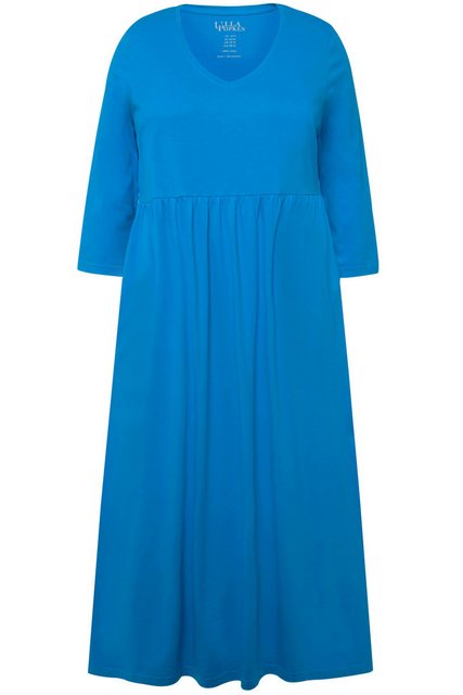 Ulla Popken Sommerkleid Jerseykleid Empirenaht V-Ausschnitt 3/4-Arm günstig online kaufen