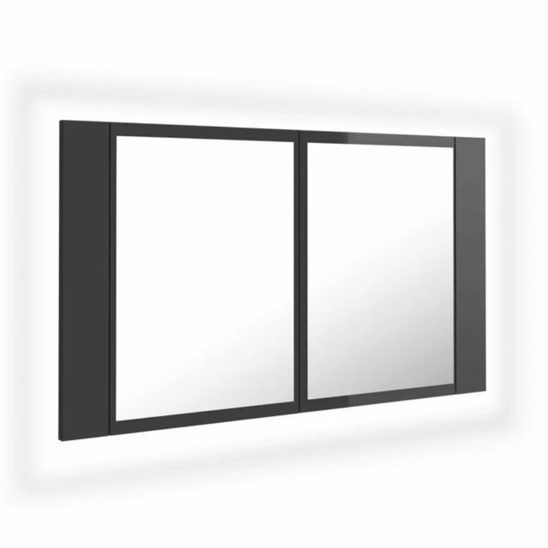 vidaXL Badezimmerspiegelschrank LED-Bad-Spiegelschrank Hochglanz-Grau 80x12 günstig online kaufen