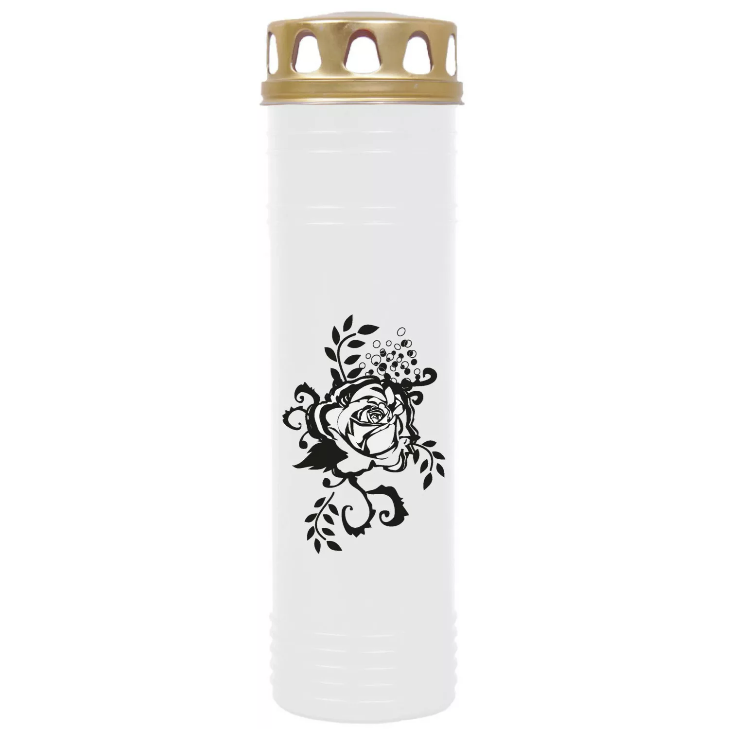 HS Candle Grabkerze Weiß 170h Deckel Gold Rose günstig online kaufen