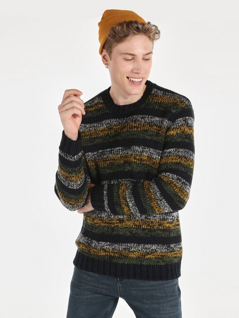 Colins Strickpullover Mehrfarbiger Herrenpullover aus gestreiftem Strick mi günstig online kaufen