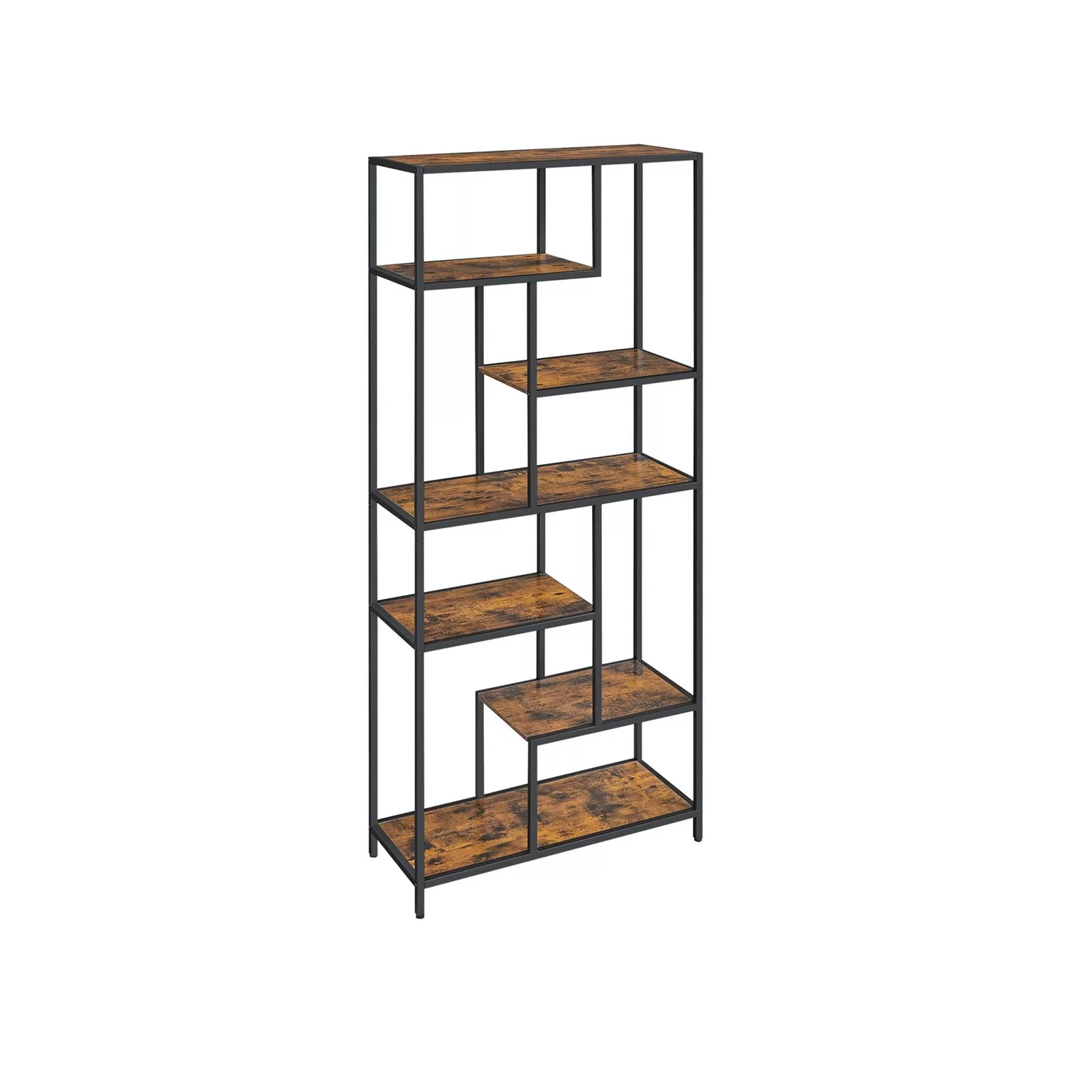 Vasagle Bücherregal 6 Ablagen 30 cm x 80 cm x 180 cm Schwarz-Braun günstig online kaufen