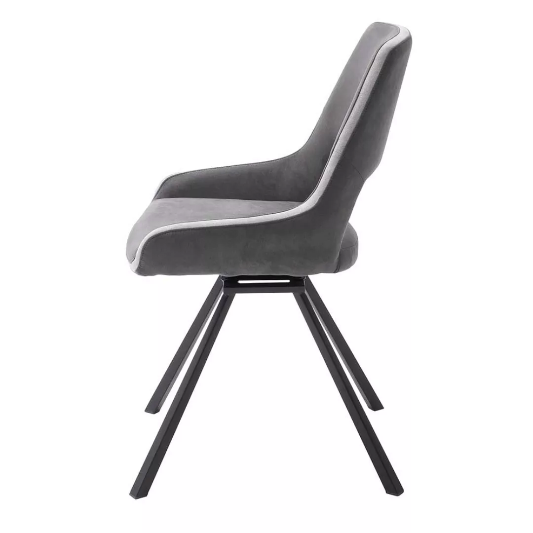 Esstisch Stühle in Dunkelgrau Microfaser 50 cm Sitzhöhe (2er Set) günstig online kaufen