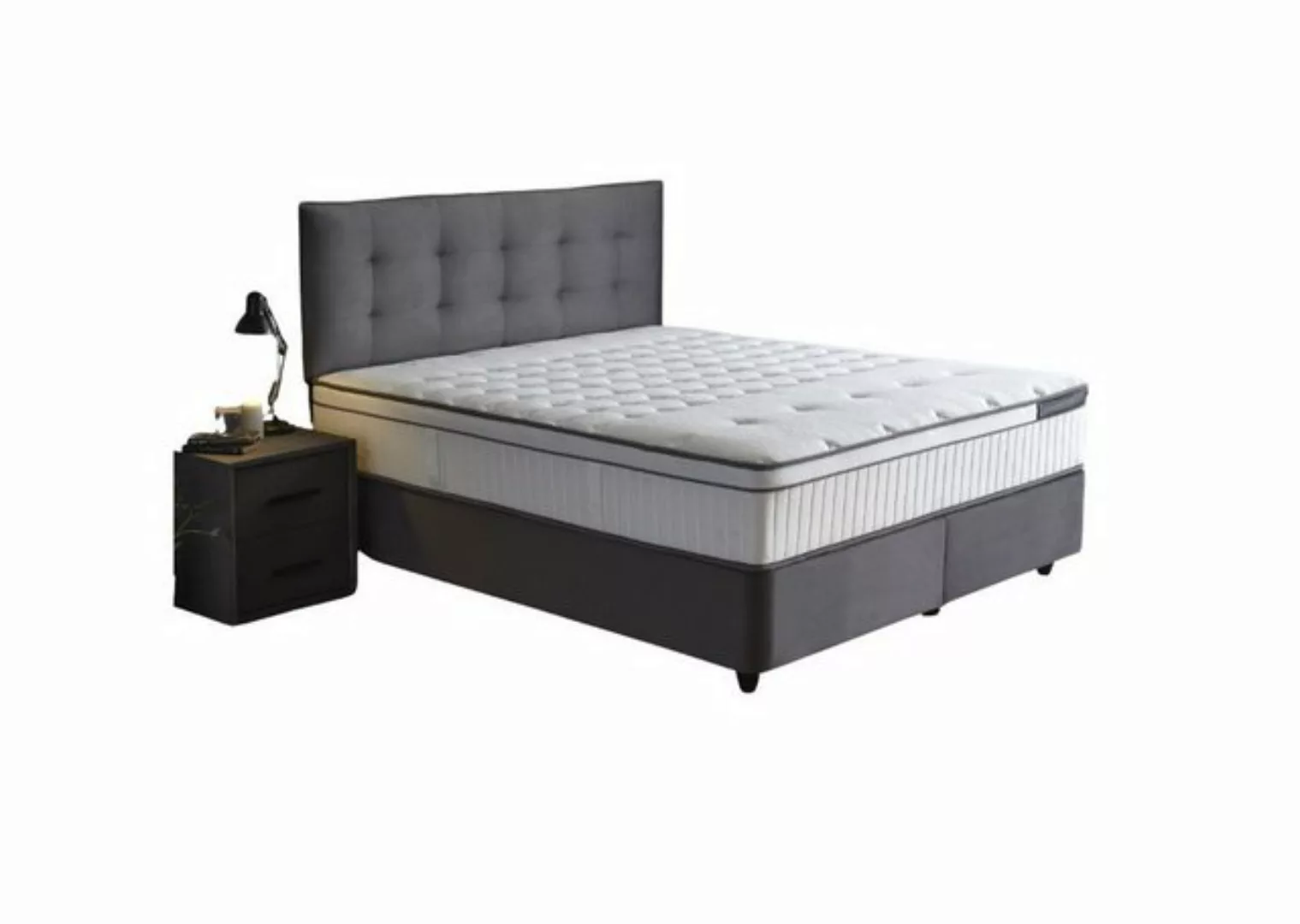 Villa Möbel Boxspringbett MODE (Bett Set, Bett Set aus Bettkasten, Kopfteil günstig online kaufen