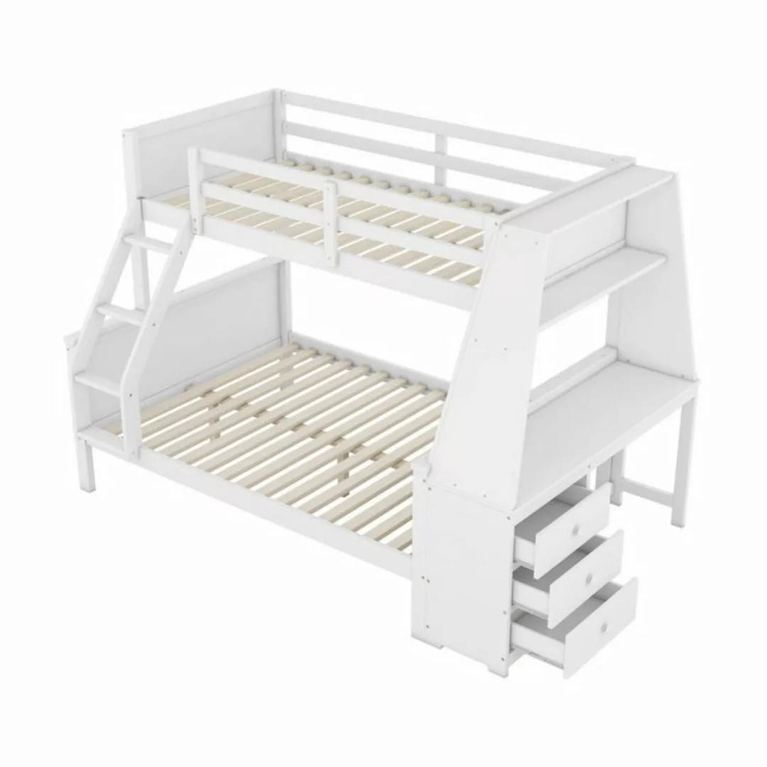 MODFU Etagenbett ausgestattet mit Tisch, großer Stauraum, hohes Geländer (K günstig online kaufen