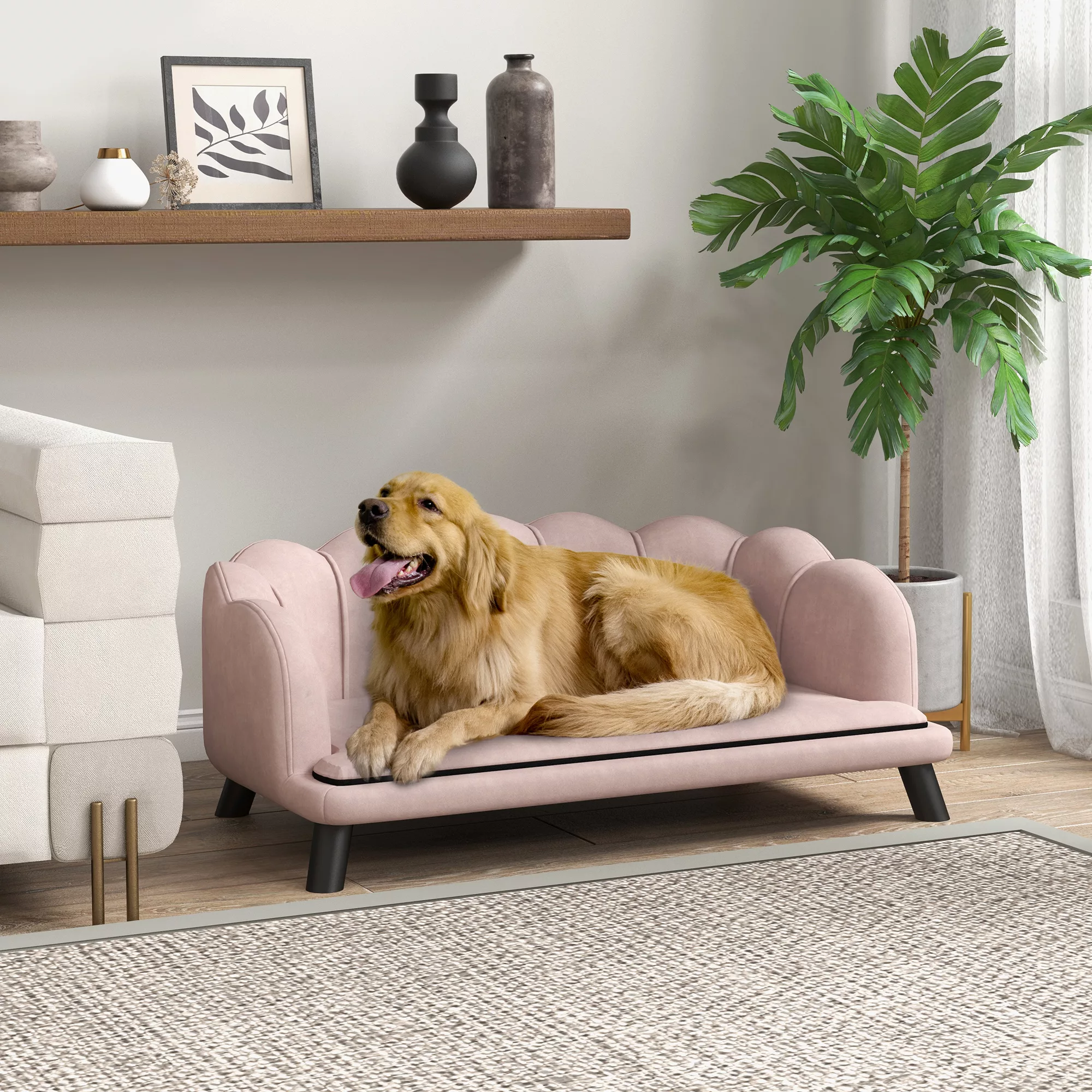 PawHut Hundesofa Hundecouch, Waschbarer Bezug, Haustiersofa mit Rückenlehne günstig online kaufen