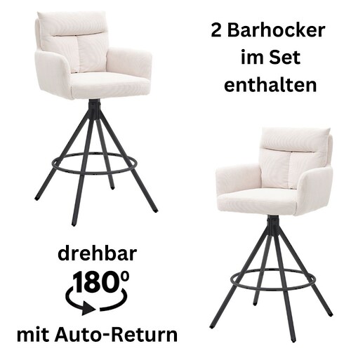 Stolkom Barhocker "Sofia", (Set, 2 St.), Komfortsitzhöhe 70 cm, 180drehbar günstig online kaufen