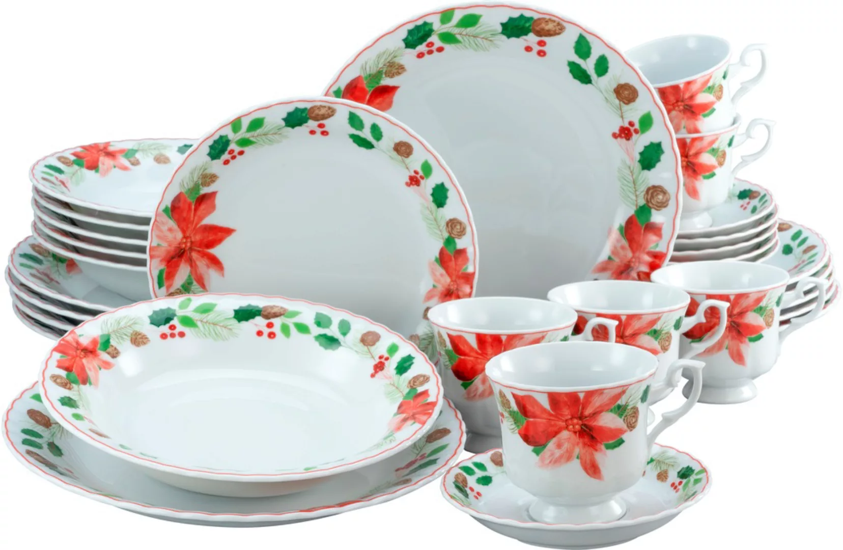 CreaTable Kombiservice »Geschirr-Set Ivona, Winter, Advent, Weihnachten«, ( günstig online kaufen