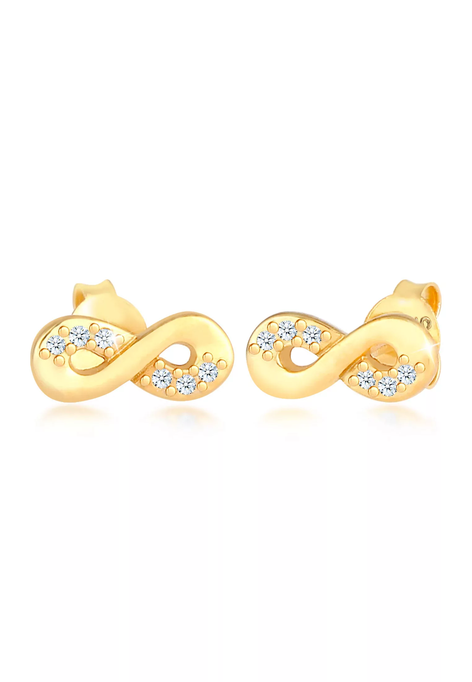 Elli DIAMONDS Paar Ohrstecker "Infinity Diamant (0.06 ct.) Liebe 585 Gelbgo günstig online kaufen