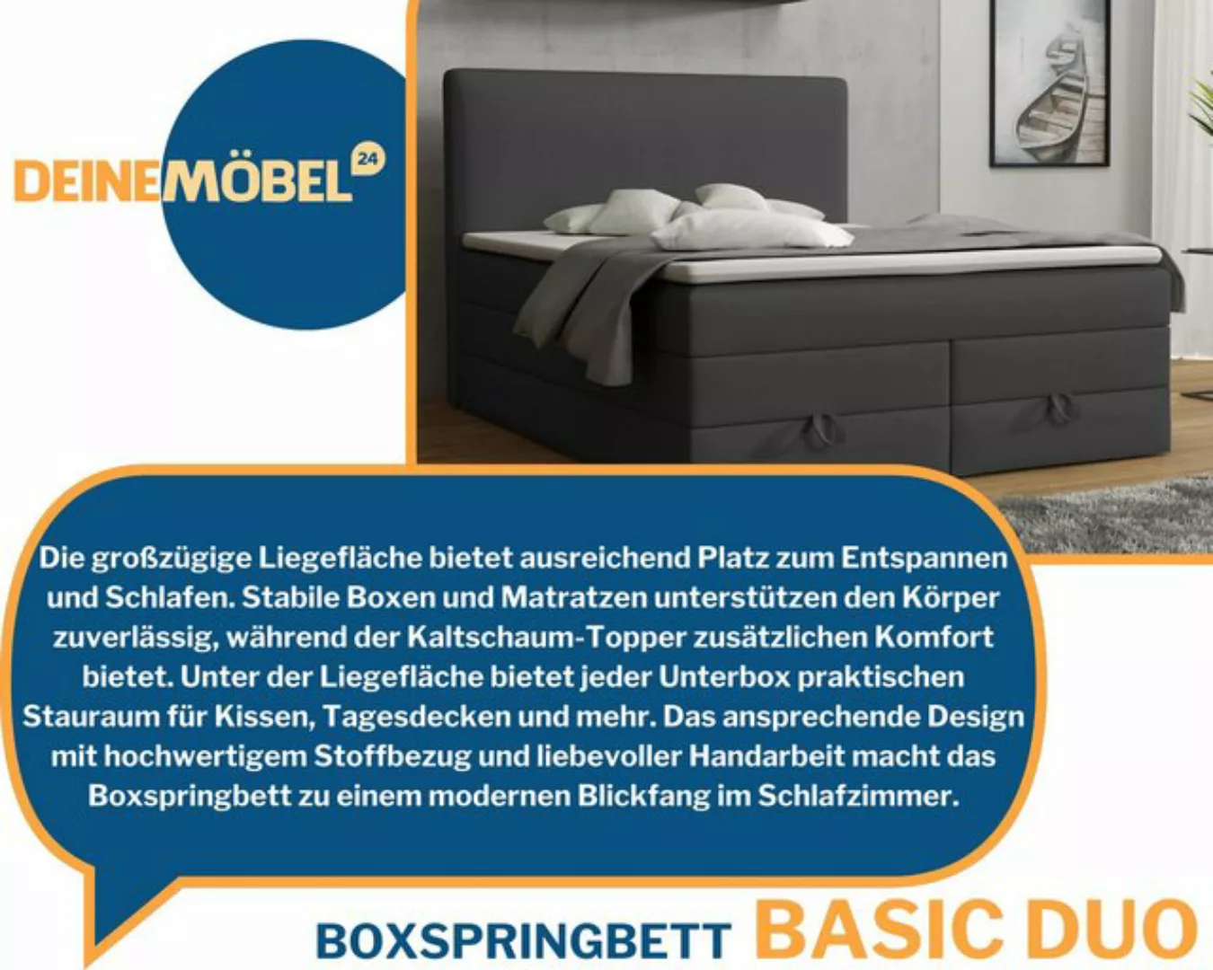 Deine Möbel 24 Boxspringbett Polsterbett Komplettbett Hotelbett BASIC DUO ( günstig online kaufen