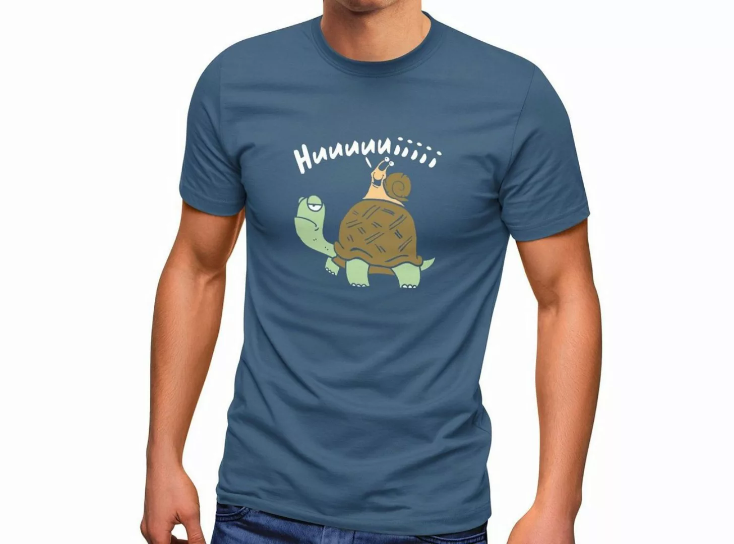 MoonWorks Print-Shirt Herren T-Shirt Schildkröte Schnecke Huuuuiiii Lustig günstig online kaufen