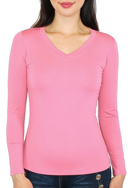 dy_mode Thermohemd Thermo Langarmshirt Damen Thermoshirt Innenfutter V-Auss günstig online kaufen