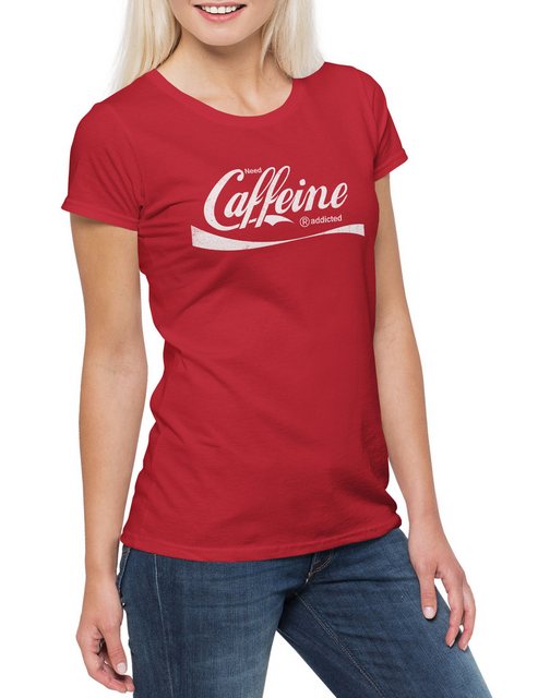 Urban Backwoods Print-Shirt Need Caffeine Damen T-Shirt Cola Kola Love Lieb günstig online kaufen