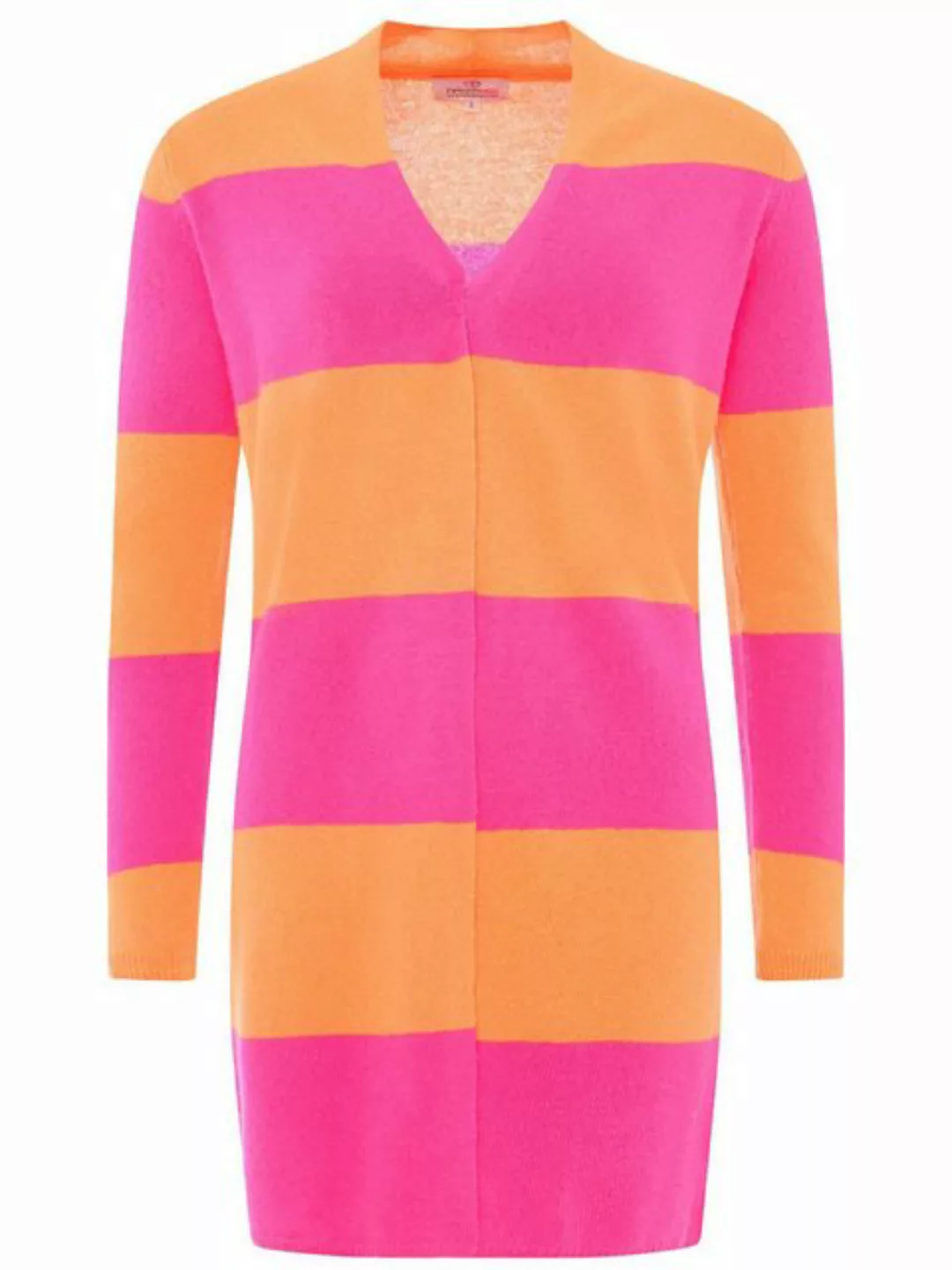 Zwillingsherz Strickmantel Kaschmir Longcardigan Orange Pink günstig online kaufen