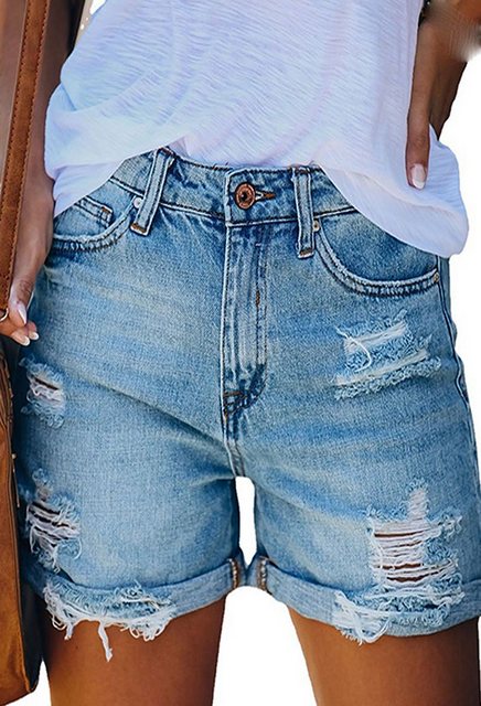 CHENIN Jeansshorts Zerrissene hosen mit geradem bein, denim-shorts für frau günstig online kaufen