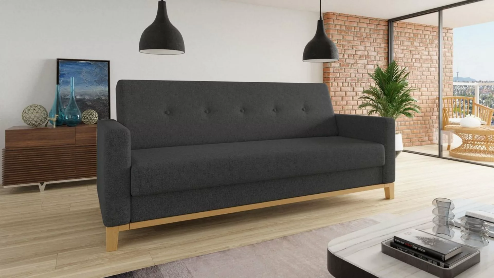 Sofnet Schlafsofa Wood, mit Schlaffunktion und Bettkasten, Bettsofa mit Hol günstig online kaufen