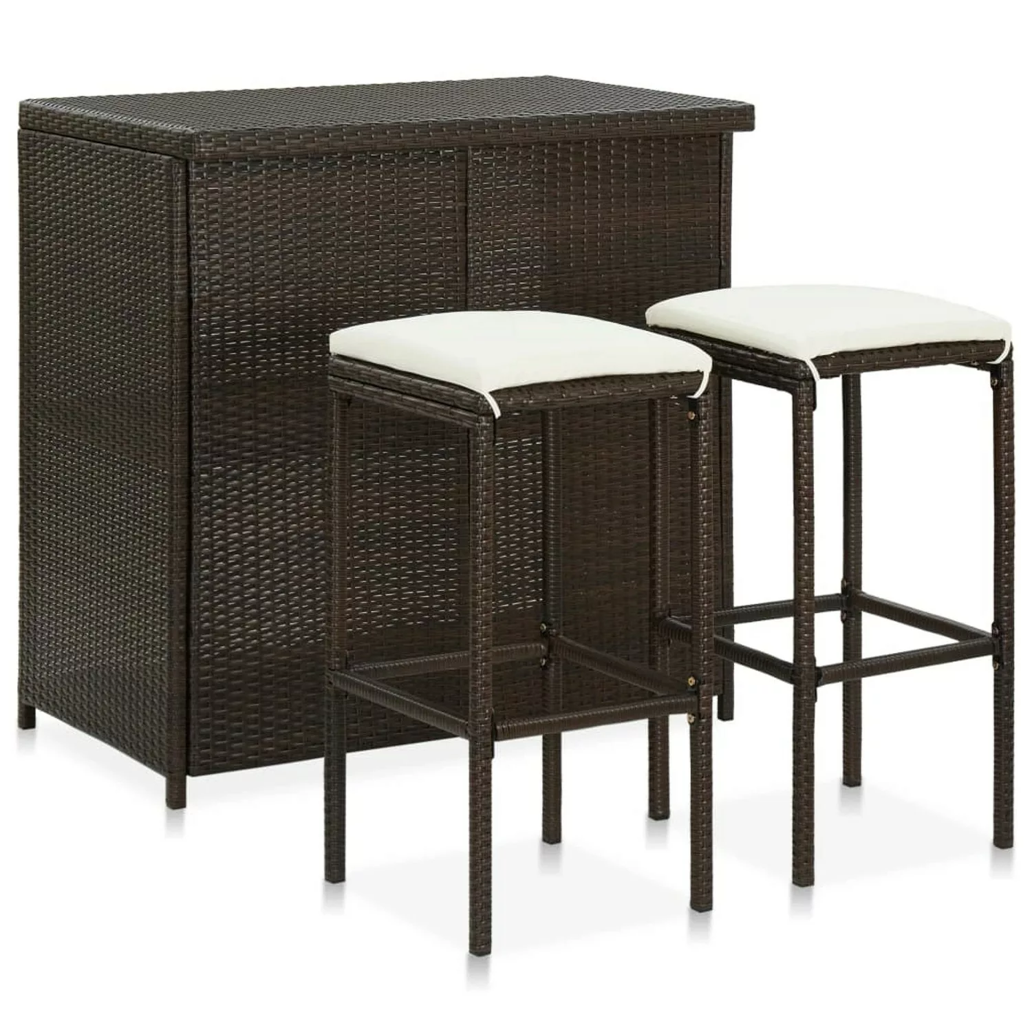 3-tlg. Bar Set Poly Rattan Braun günstig online kaufen