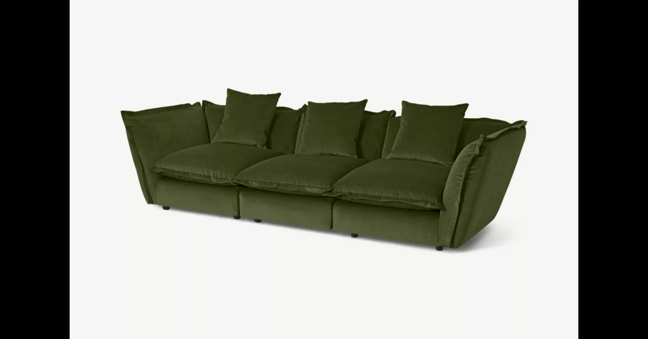 Fernsby 3-Sitzer Sofa, recycelter Samt in Moosgruen - MADE.com günstig online kaufen