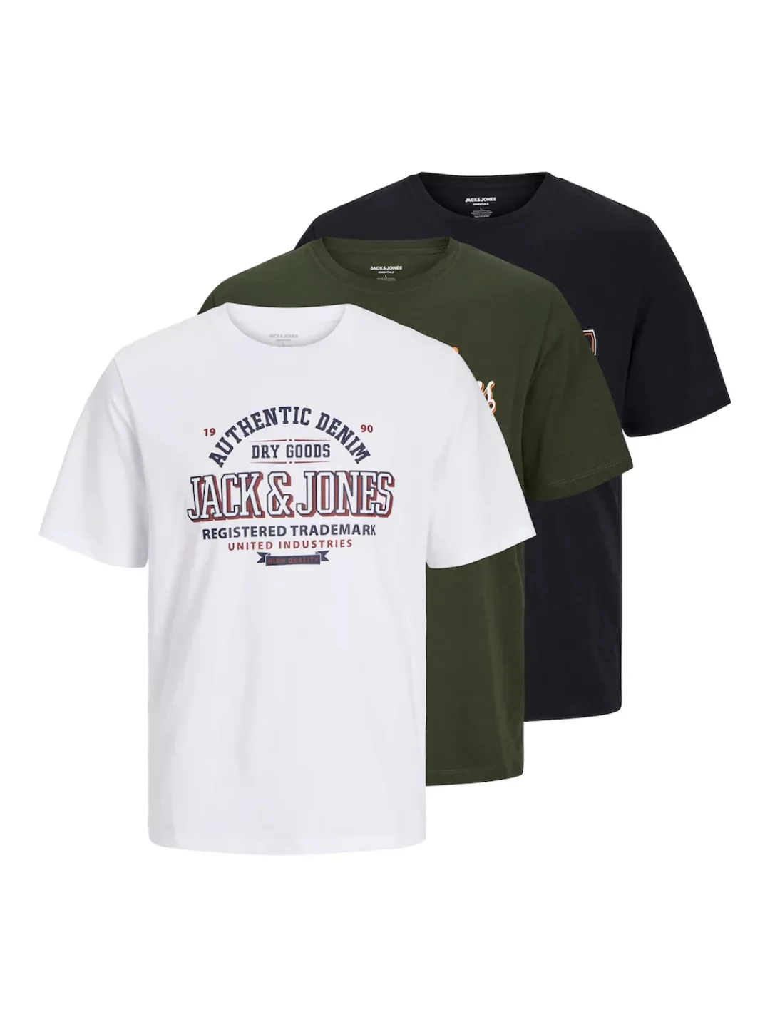 Jack & Jones Rundhalsshirt "JJELOGO TEE SS O-NECK 2 COL AW24 3PK MP" günstig online kaufen