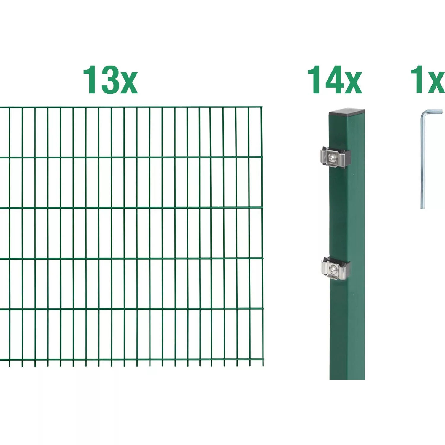 Metallzaun Grund-Set Doppelstabmatte verz. Grün beschichtet 13 x 2 m x 0,8 günstig online kaufen