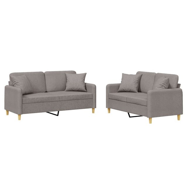 vidaXL Sofa 2-tlg. Sofagarnitur mit Kissen Taupe Stoff günstig online kaufen