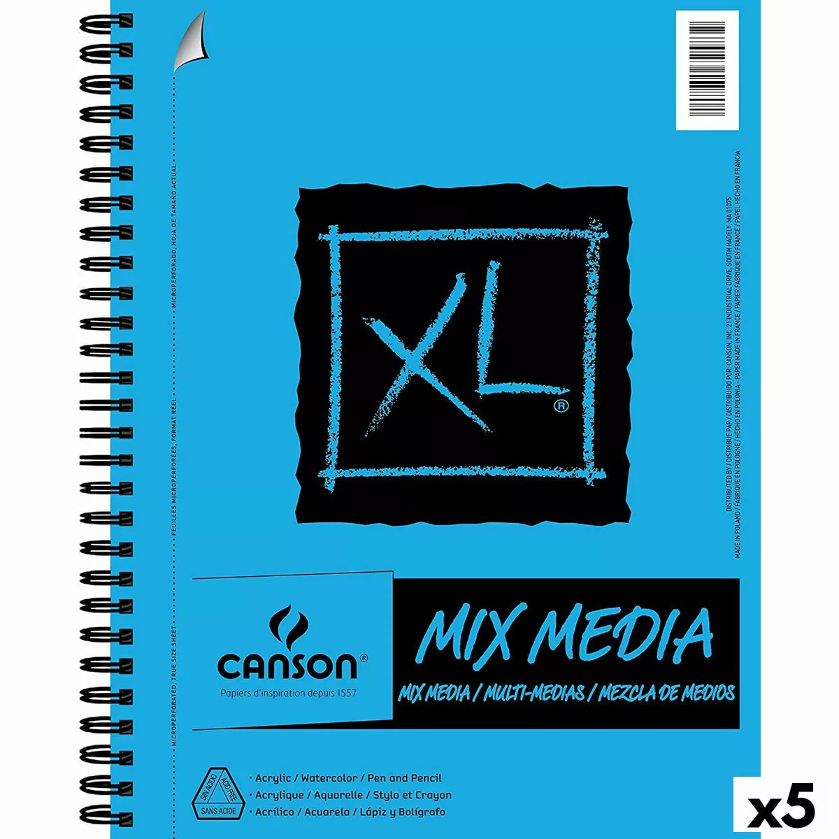 Zeichenblock Canson Xl Mix Media Papier Weiß A4 30 Bettlaken 5 Stück 300 G/ günstig online kaufen