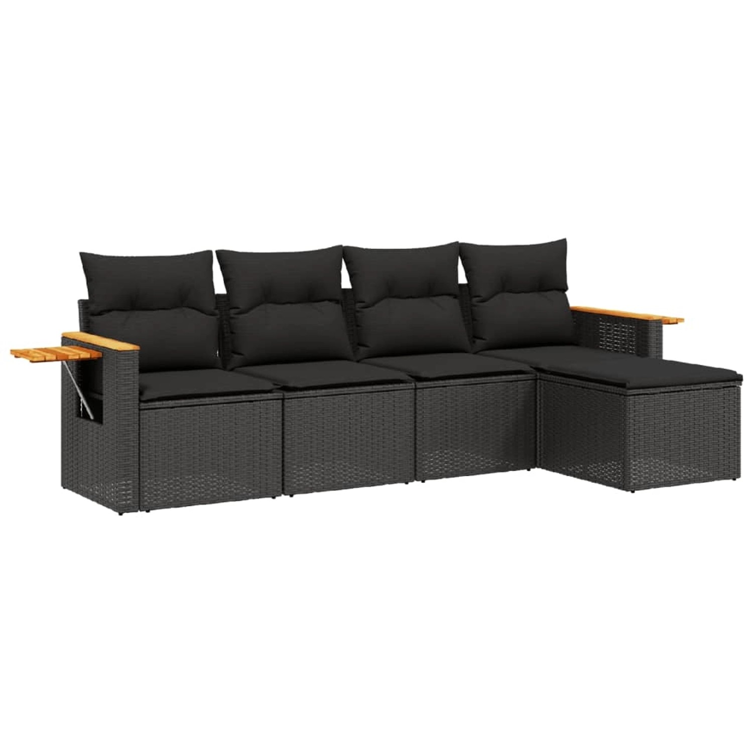 vidaXL 5-tlg Garten-Sofagarnitur mit Kissen Schwarz Poly Rattan Modell 141 günstig online kaufen