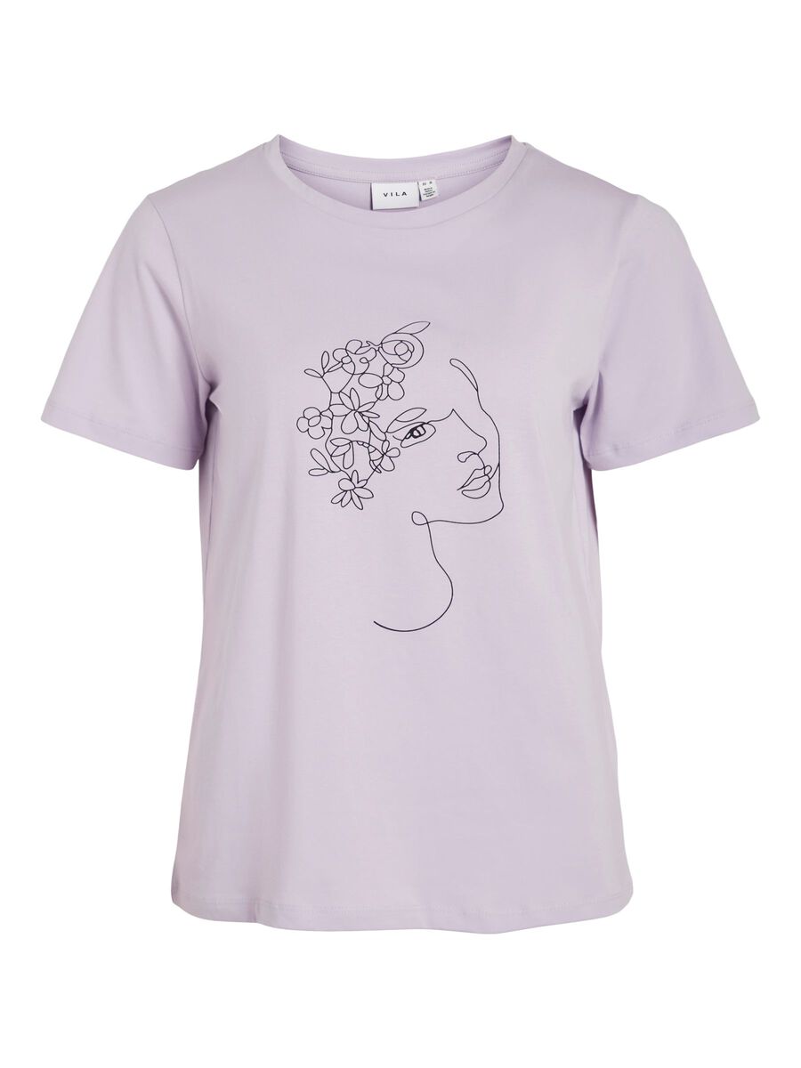 VILA Print T-shirt Damen Violett günstig online kaufen