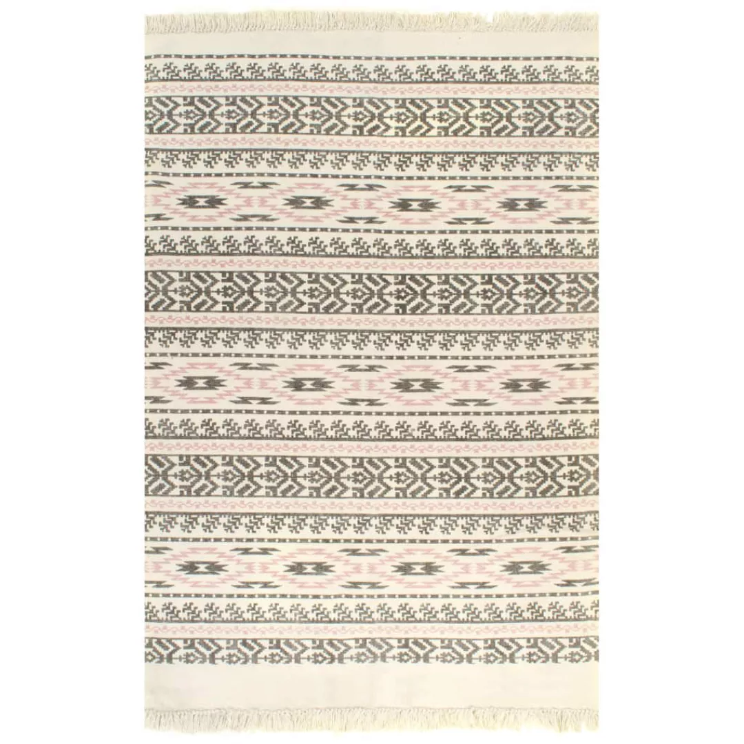 Kelim-teppich Baumwolle 120x180 Cm Mit Muster Grau/rosa günstig online kaufen