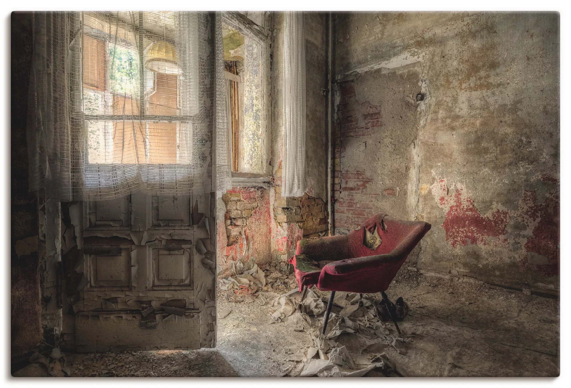 Artland Wandbild »Lost Place - roter Sessel I«, Innenarchitektur, (1 St.), günstig online kaufen