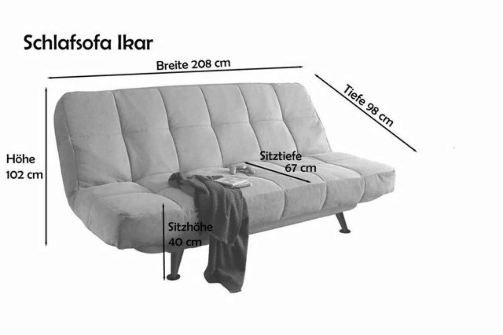 ED EXCITING DESIGN Schlafsofa, Ikar Schlafsofa 208 x 102 cm Polstergarnitur günstig online kaufen