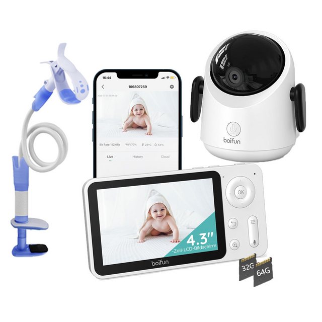 Boifun Babyphone 2MP Babyphone mit Kamera 30 Stunden Akku mit 4,3 Zoll mit günstig online kaufen