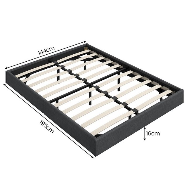 MSMASK Bett mit LED Beleuchtung Schwebender Polsterbett, 140 x 190 cm, Grau günstig online kaufen