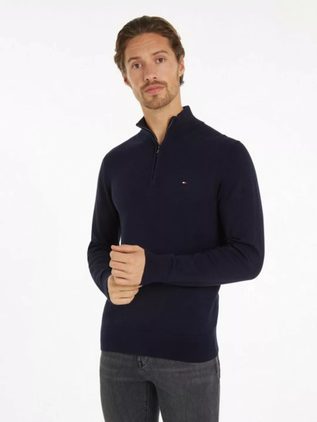 Tommy Hilfiger Troyer "PIMA ORG CTN CASHMERE ZIP MOCK" günstig online kaufen