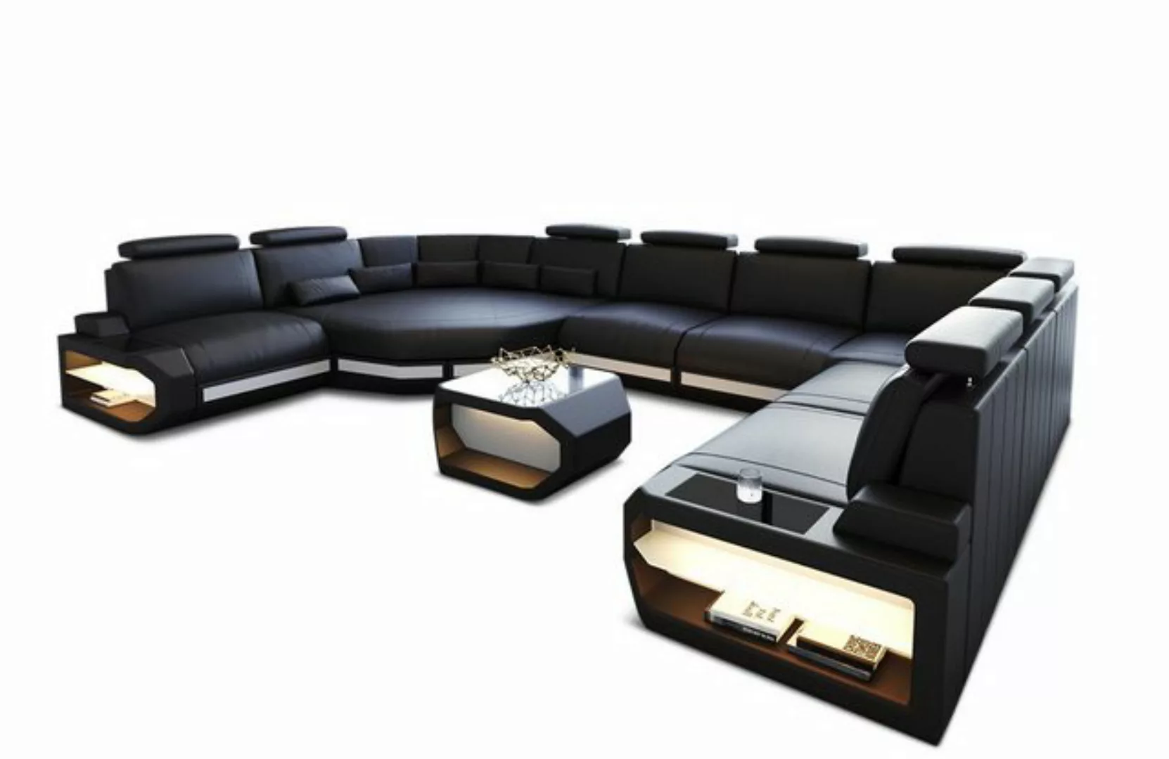 Sofa Dreams Wohnlandschaft Leder Sofa Asti U Form, Couch, U Form Ledersofa günstig online kaufen