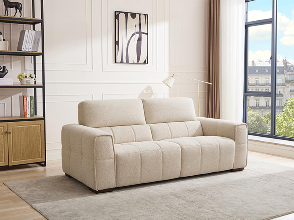 Sofa 3-Sitzer - melierter Stoff - Beige - SAVATO günstig online kaufen