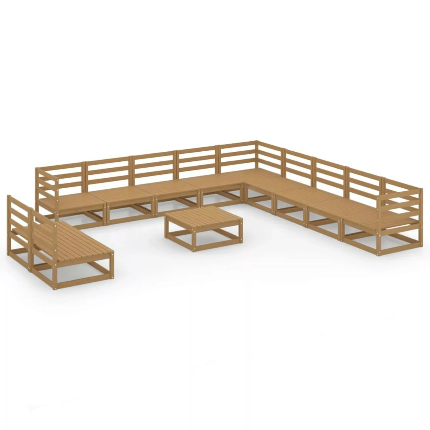 vidaXL 12-tlg Garten-Lounge-Set Honigbraun Massivholz Kiefer Modell 1 günstig online kaufen