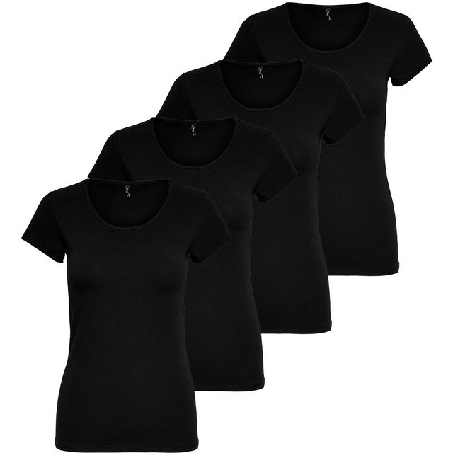 ONLY T-Shirt ONLY Damen 4er Pack T-Shirt Live Love Kurzarmshirt Basic Baumw günstig online kaufen