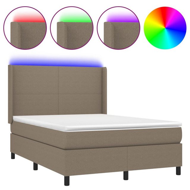 vidaXL Boxspringbett Boxspringbett mit Matratze und LED Stoff (140 x 200 cm günstig online kaufen