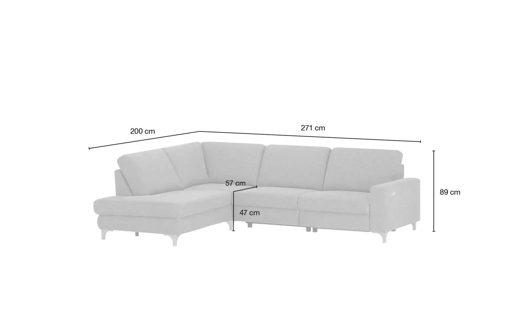 Max Schelling Ecksofa  Maximum Plus ¦ grau ¦ Maße (cm): B: 271 H: 89 T: 200 günstig online kaufen