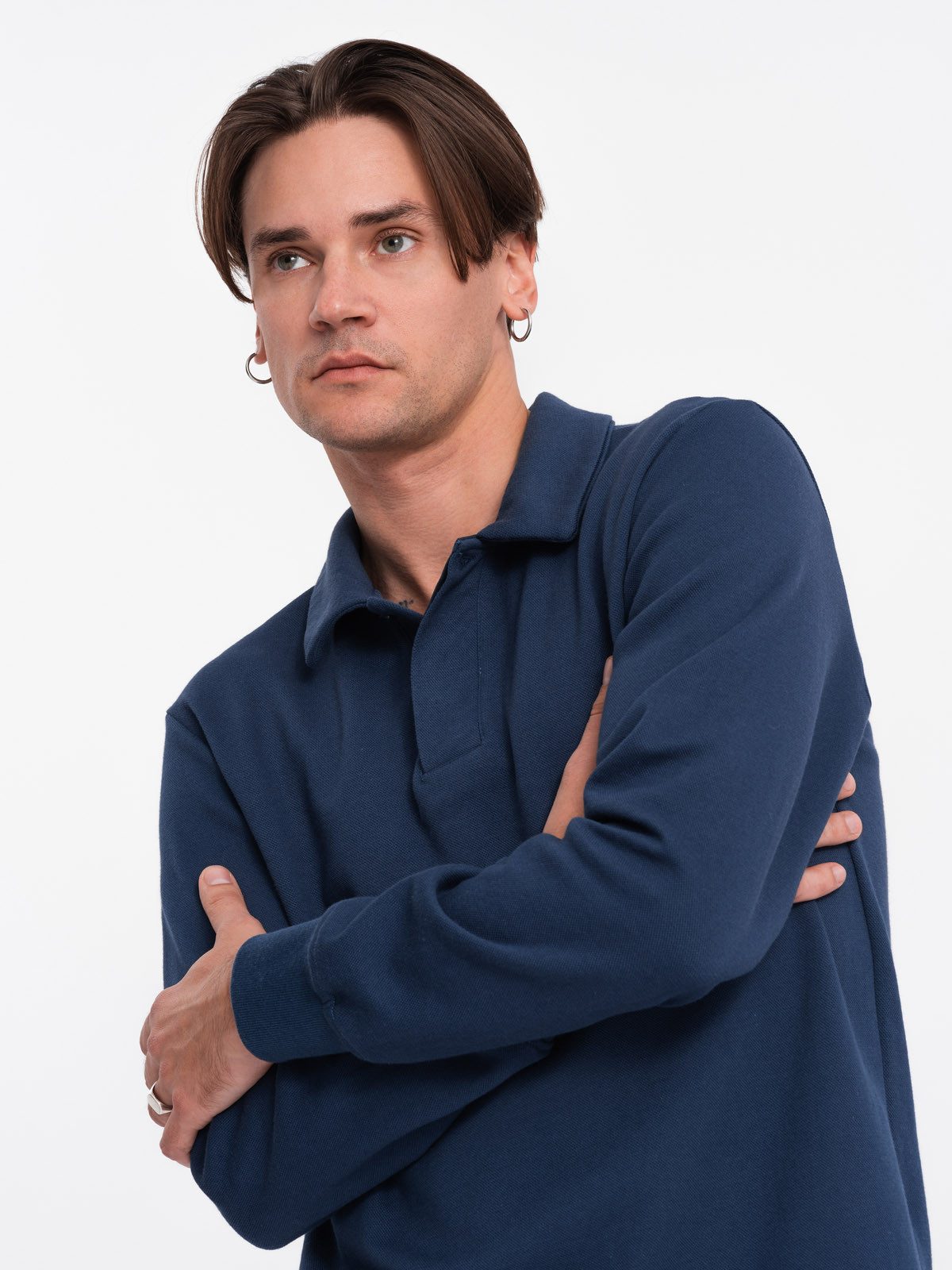 OMBRE Langarm-Poloshirt Herren-Sweatshirt mit Polokragen aus günstig online kaufen