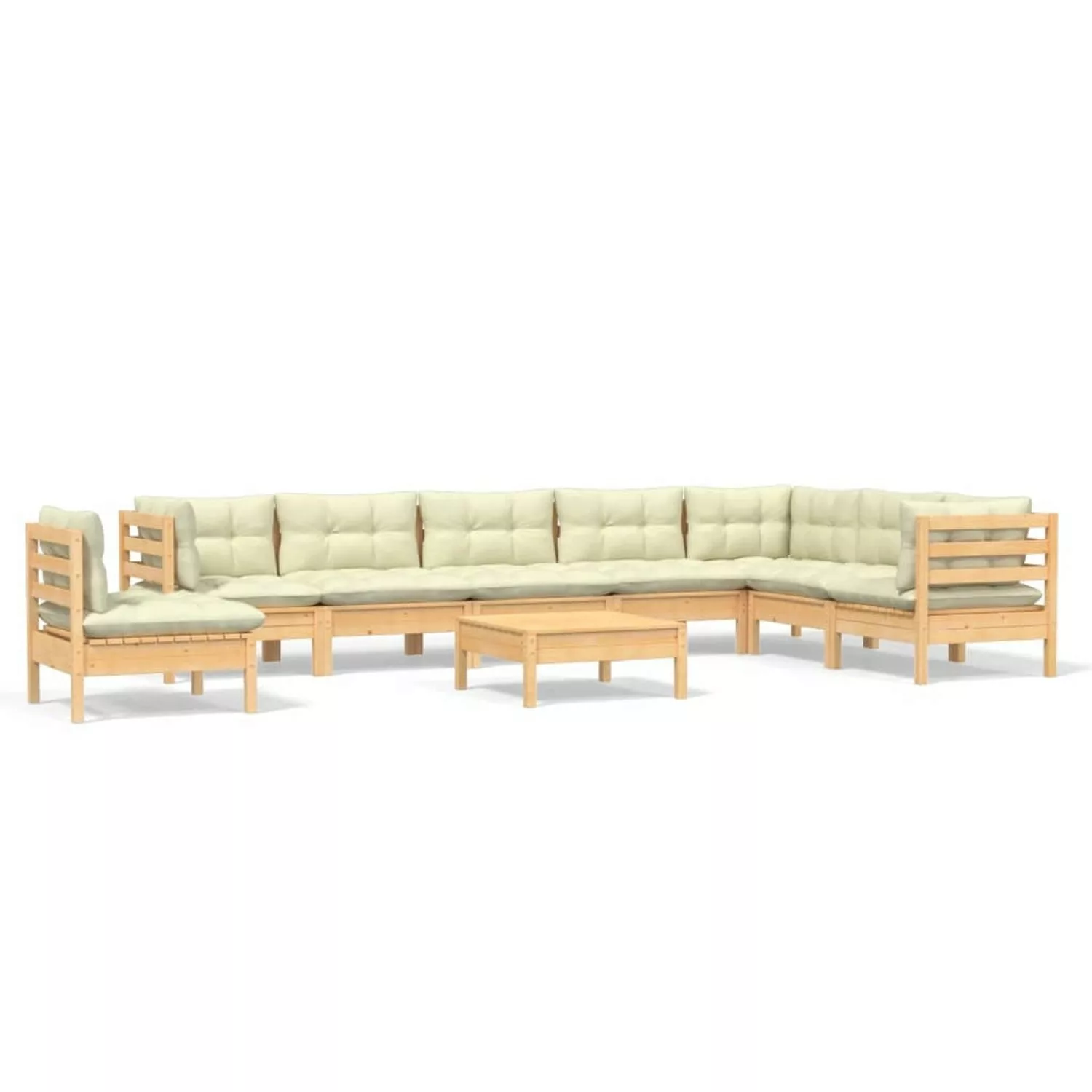 vidaXL 9-tlg Garten-Lounge-Set mit Creme Kissen Massivholz Kiefer Modell 12 günstig online kaufen