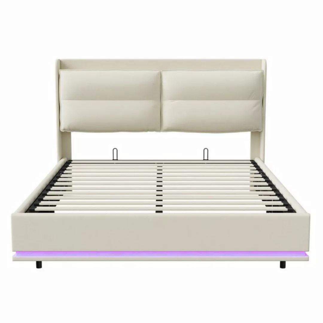 Furnishings Home Polsterbett Doppelbett Stauraumbett, Mit LED-Beleuchtung ( günstig online kaufen