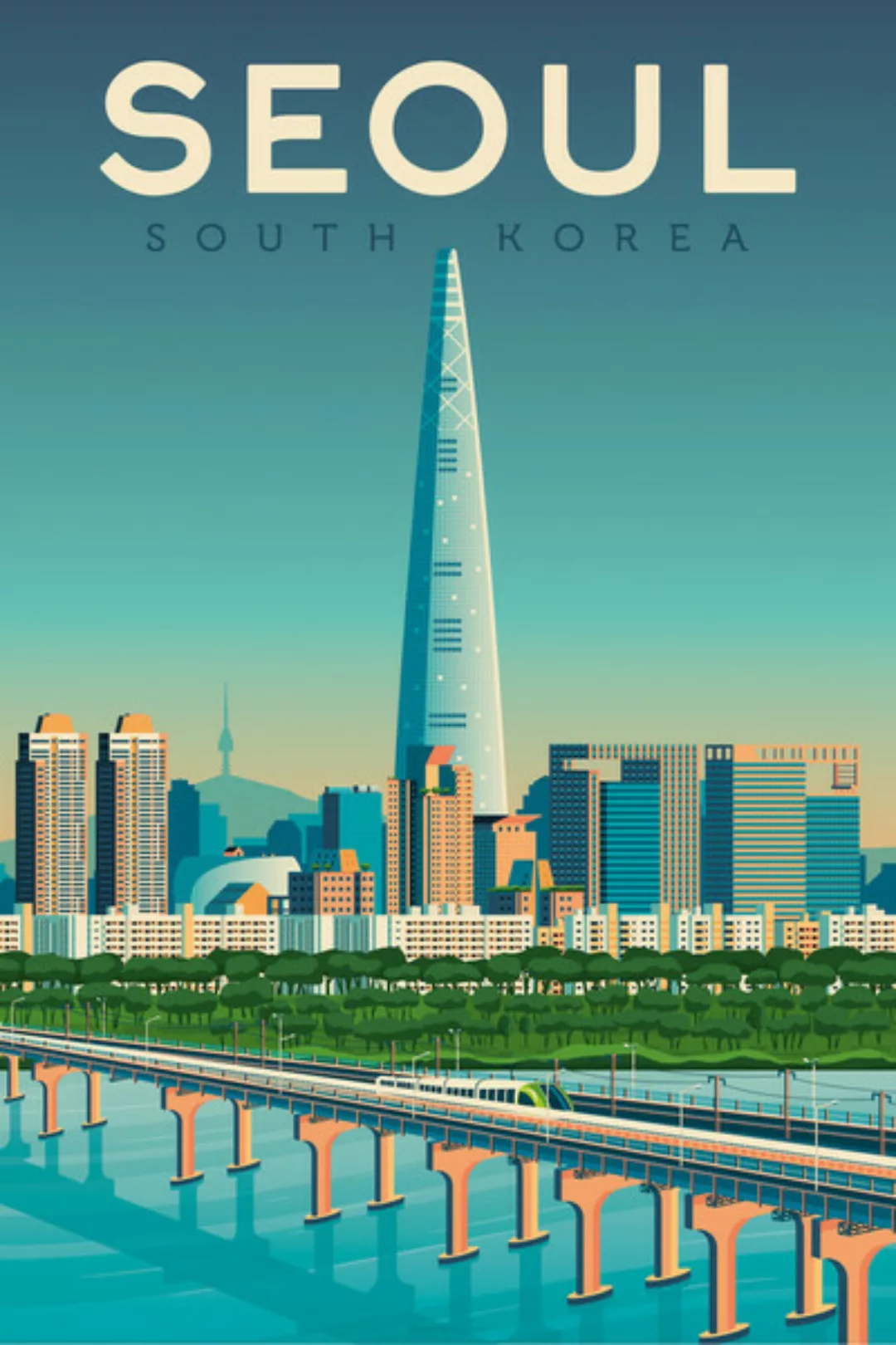 Poster / Leinwandbild - Seoul Vintage Travel Wandbild günstig online kaufen