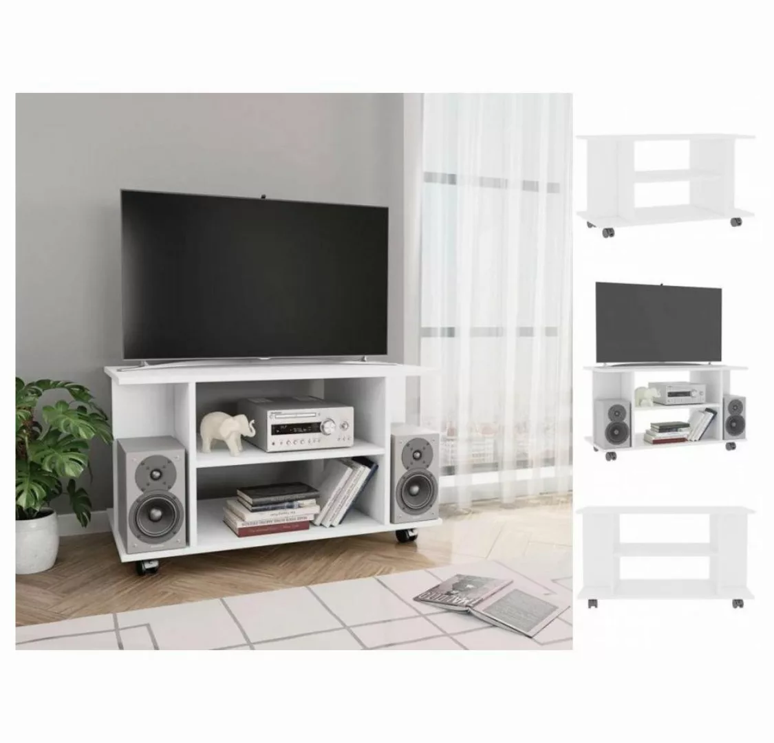 vidaXL TV-Schrank TV-Schrank mit Rollen Weiß 804040 cm Spanplatte Lowboard günstig online kaufen